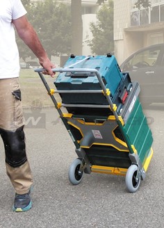 Carrello ergonomico con cinghia di fissaggio per trasporto sicuro 