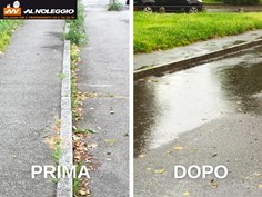 Spazzola a motore con protezione - Vista del raggio di rotazione 