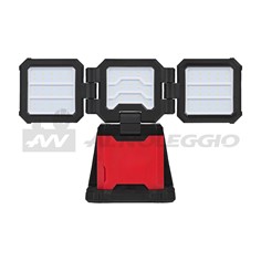 Luce LED da cantiere con 3 teste multidirezionali a batteria e corrente 