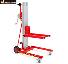 Elevatore industriale in alluminio e acciaio, altezza massima di sollevamento 2,90 metri, capacità di carico 170 kg 