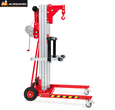 Elevatore industriale con altezza riposta di 1,75 metri, altezza di carico 28 cm, peso netto 67,5 kg 