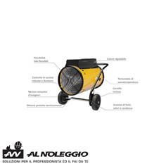  Riscaldatore elettrico a ventola RS 40 con termostato integrato e grandi ruote 